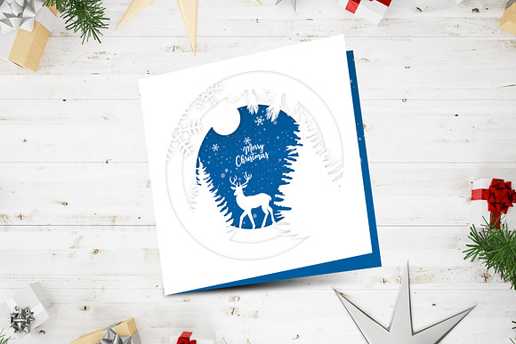 Papercut Christmas card in Card Templates - product preview 3