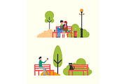 Couple Sitting on Bench with