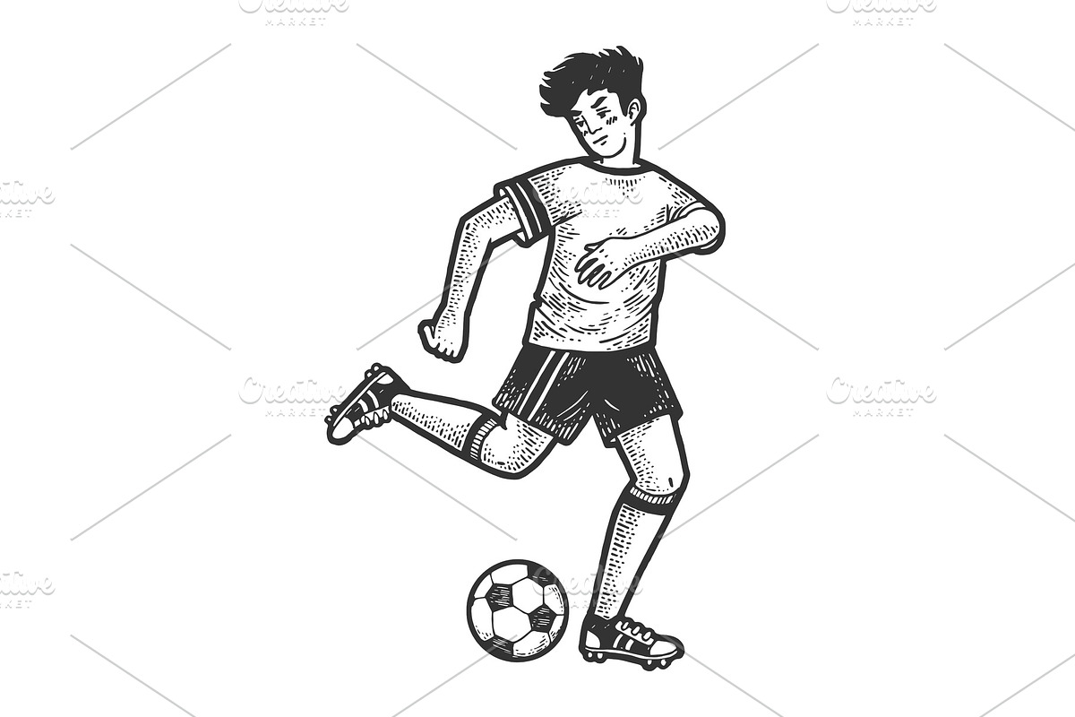 Soccer player with ball sketch in Illustrations - product preview 8