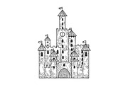 Fairytale medieval castle sketch