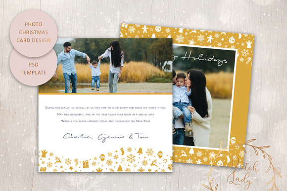 PSD Christmas Card Template #7 in Postcard Templates - product preview 1