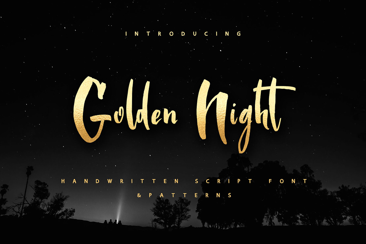 Golden Night script font & Gold foil in Script Fonts - product preview 8