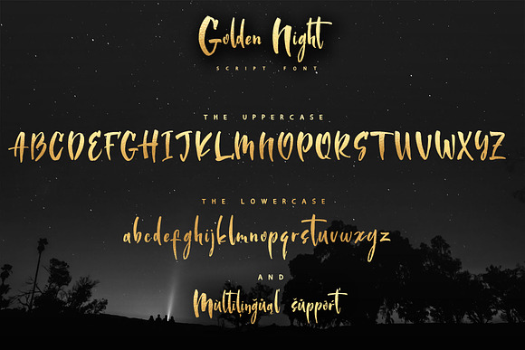 Golden Night script font & Gold foil in Script Fonts - product preview 12