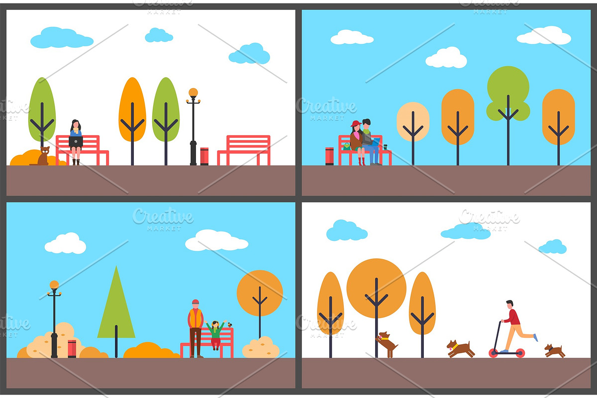 Woman Freelancer Working in Autumn in Illustrations - product preview 8