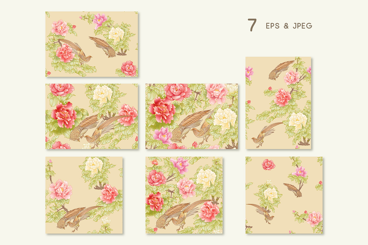 7 Peonies & Pheasants Pattern in Patterns - product preview 8