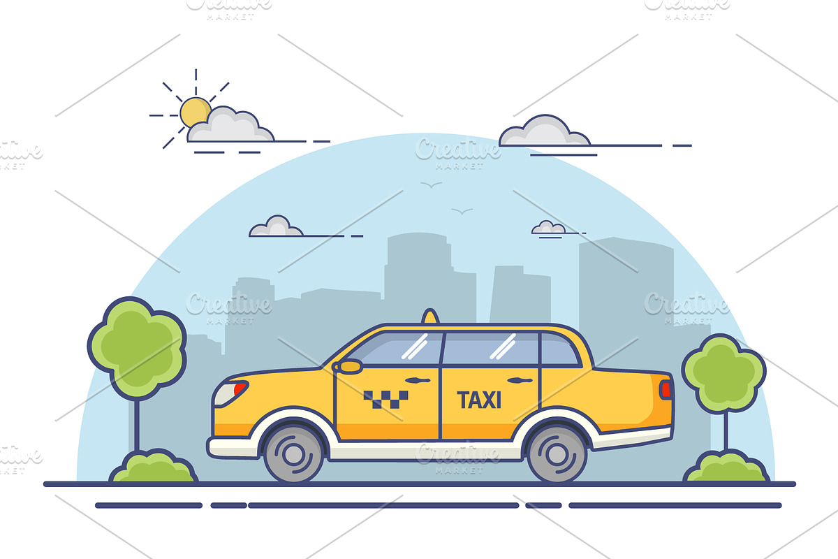 City yellow taxi cab. in Objects - product preview 8