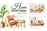 Home sweet home. Watercolor set