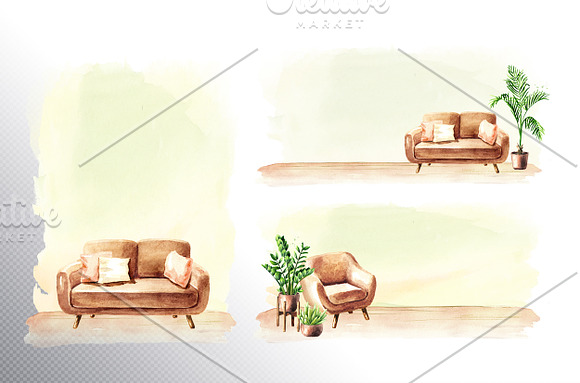 Home sweet home. Watercolor set in Illustrations - product preview 4