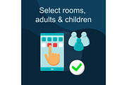 Select rooms flat concept icon