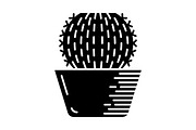 Barrel cactus in pot glyph icon
