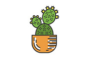 Prickly pear cactus in pot icon