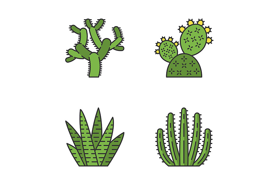Wild cactus color icons set in Icons - product preview 8
