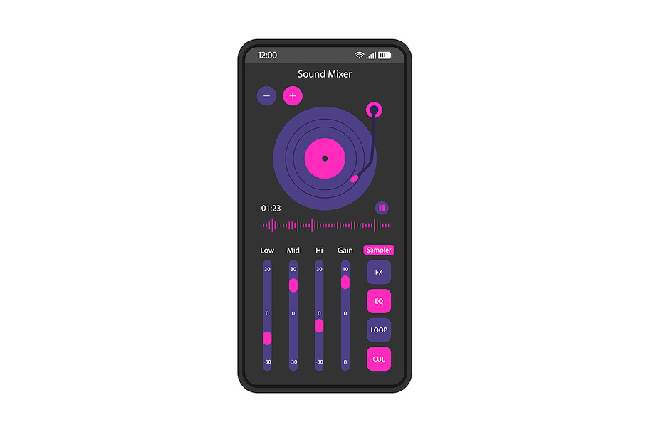 Sound mixer app smartphone interface in Mobile & Web Mockups - product preview 8