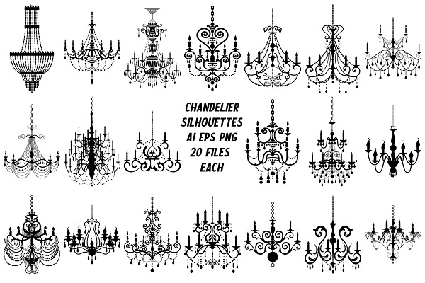 Chandelier Silhouettes AI EPS PNG