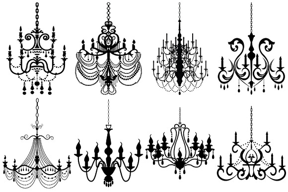 Chandelier Silhouettes AI EPS PNG in Illustrations - product preview 1