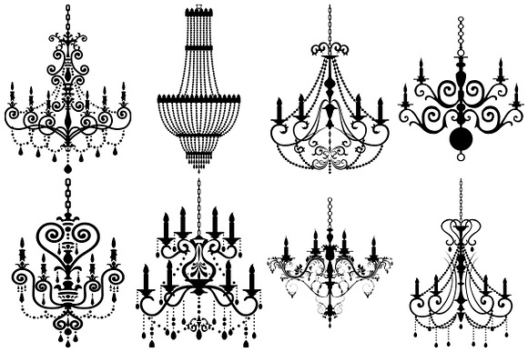 Chandelier Silhouettes AI EPS PNG in Illustrations - product preview 2