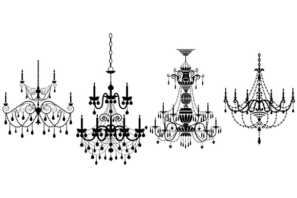 Chandelier Silhouettes AI EPS PNG in Illustrations - product preview 3