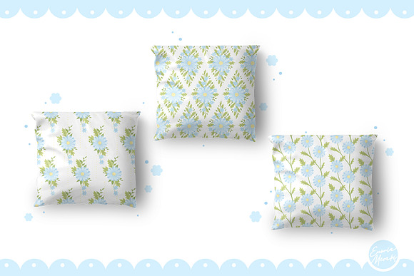 Blue Flower Seamless Patterns in Patterns - product preview 2