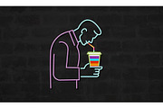 Animation Man Sipping Rainbow Juice