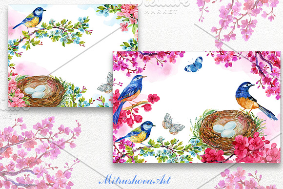 springtime. watercolor clipart in Objects - product preview 3