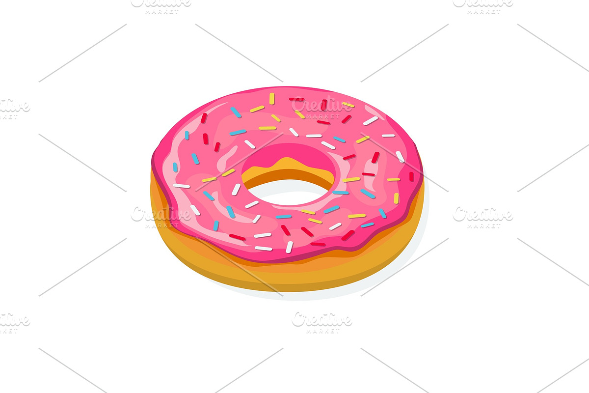 donut with pink glaze. in Illustrations - product preview 8