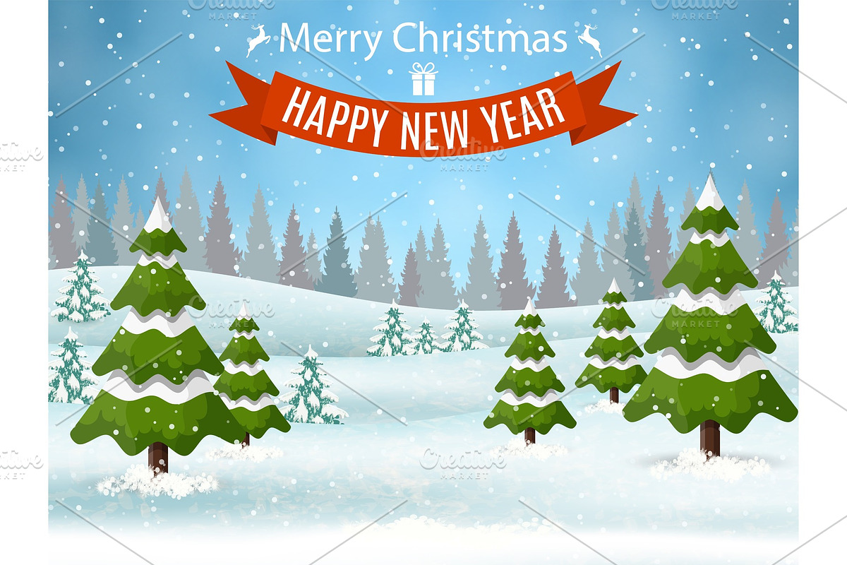 Christmas landscape background with in Objects - product preview 8