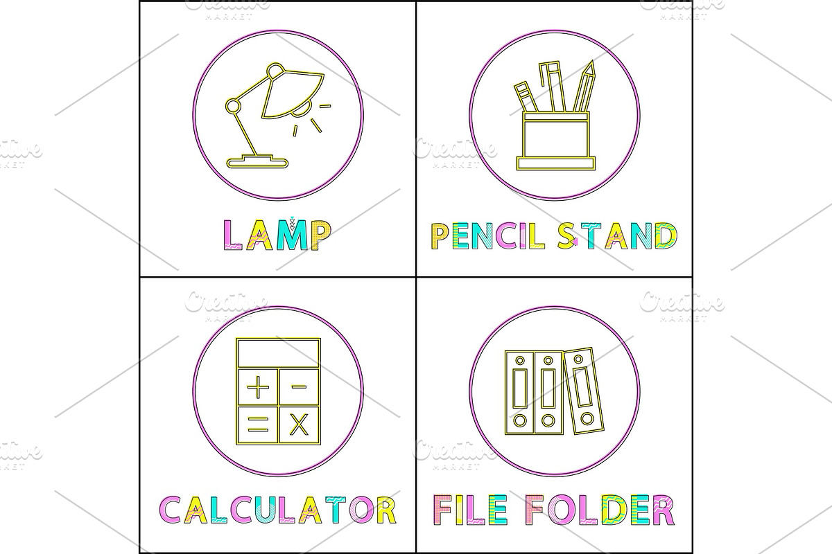 Linear Icons Templates with Office in Objects - product preview 8