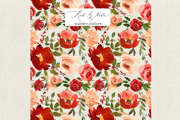 Red Nude Watercolor Flowers PNG in Illustrations - product preview 4