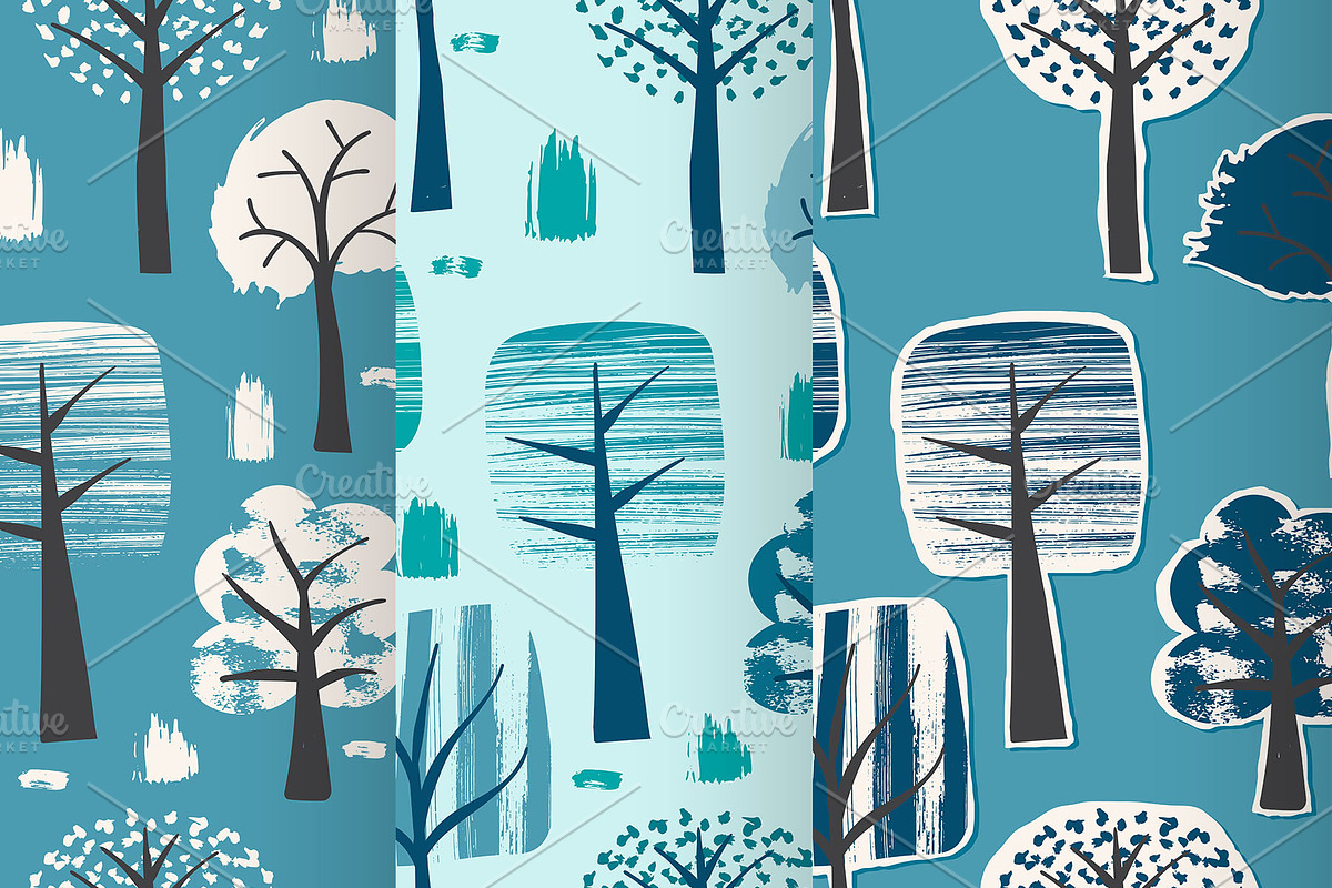 Vector Set of Winter Trees in Patterns - product preview 8