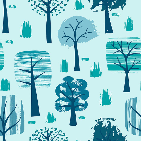 Vector Set of Winter Trees in Patterns - product preview 1