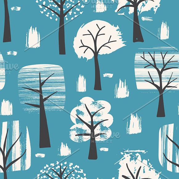 Vector Set of Winter Trees in Patterns - product preview 2