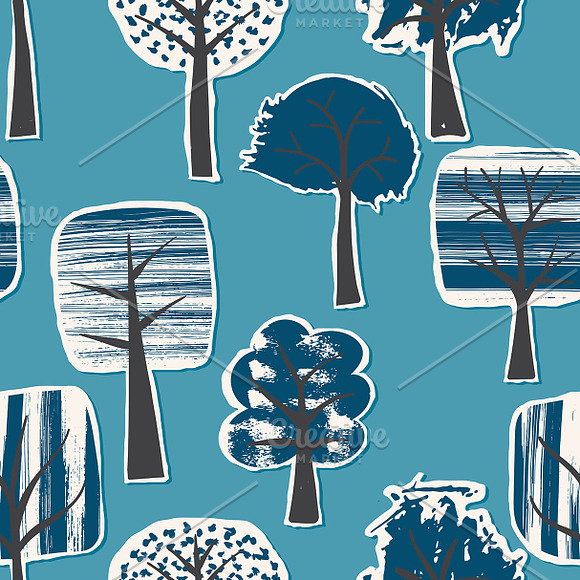 Vector Set of Winter Trees in Patterns - product preview 3