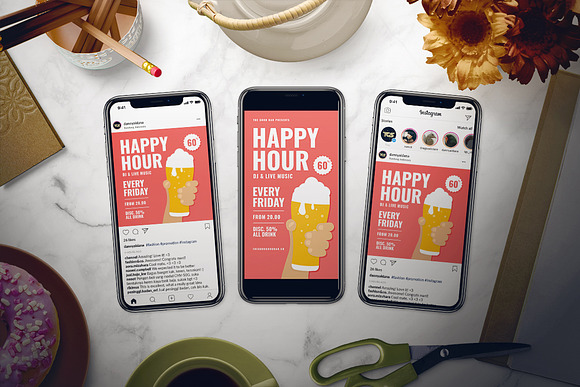 Happy Hour Flyer Set in Flyer Templates - product preview 1