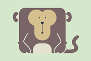 Flat square icon of a cute monkey