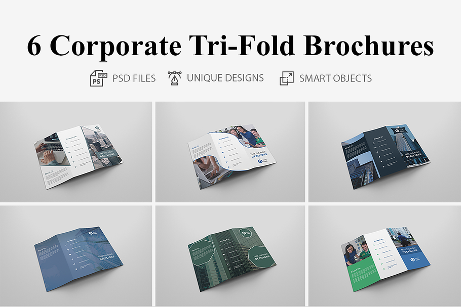 6 Corporate Tri Fold Bochures in Brochure Templates - product preview 8
