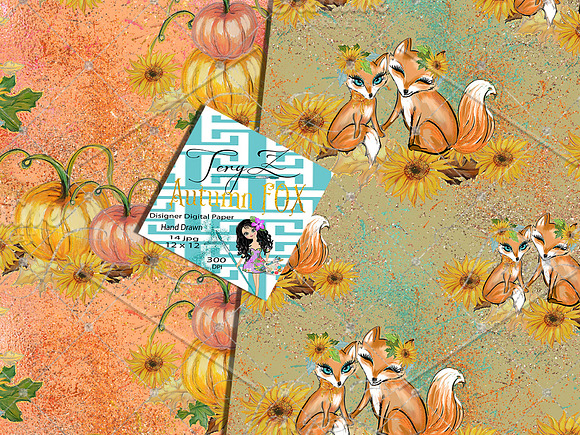 Autumn Fox Sunflowers Paper in Patterns - product preview 6