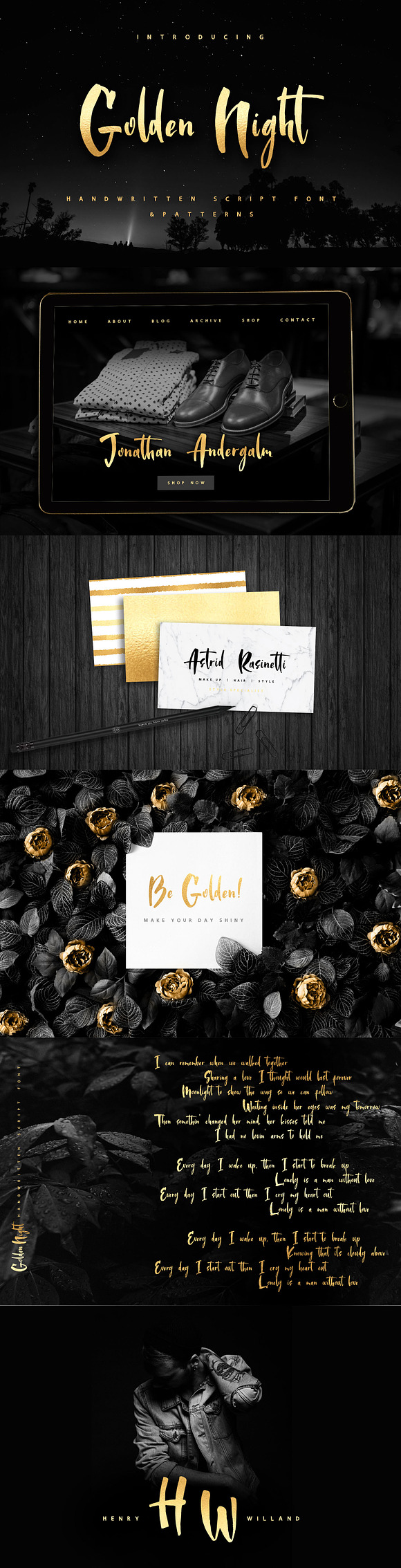 Golden Night script font & Gold foil in Script Fonts - product preview 14