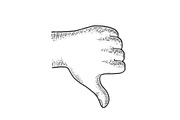 Thumb down hand gesture sketch