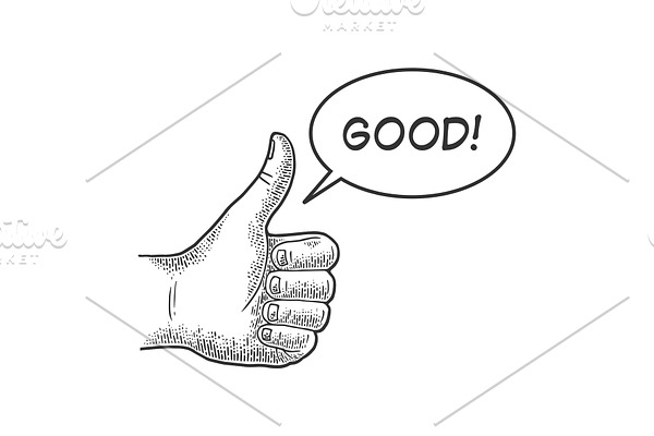 Thumb up hand gesture sketch vector