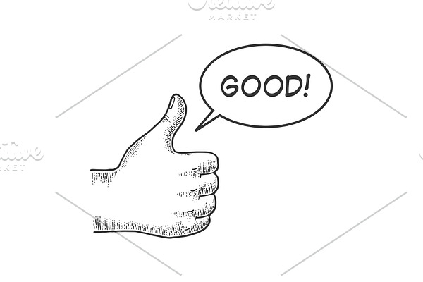 Thumb up hand gesture sketch vector