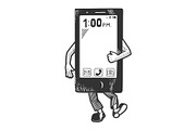 Smart phone walk sketch engraving