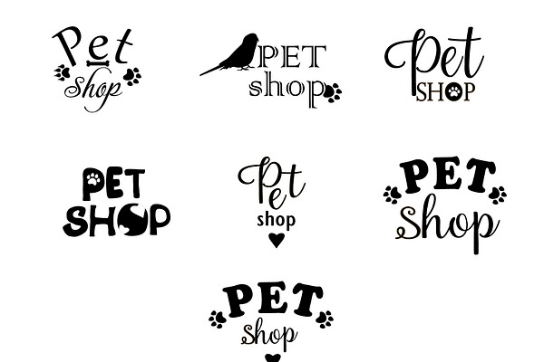 Pet shop sticker, label and logo