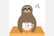 Sloth sitting. I love coffee cup.