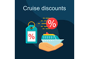 Cruise discounts flat concept icon