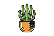 Organ pipe cactus in pot color icon
