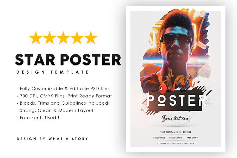 STAR POSTER in Flyer Templates - product preview 8