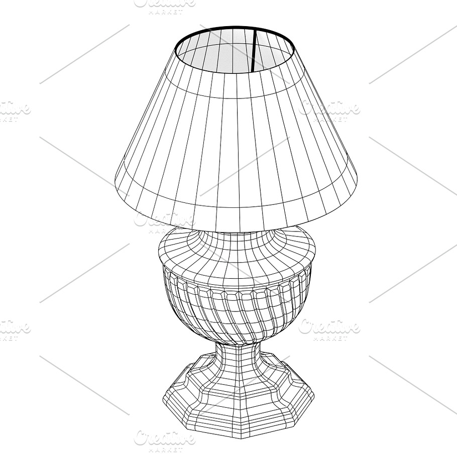 Old-style lamp with beige lampshade in Appliances - product preview 8