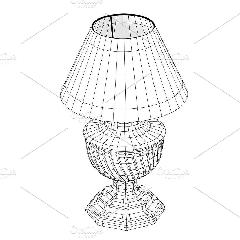 Old-style lamp with beige lampshade in Appliances - product preview 9