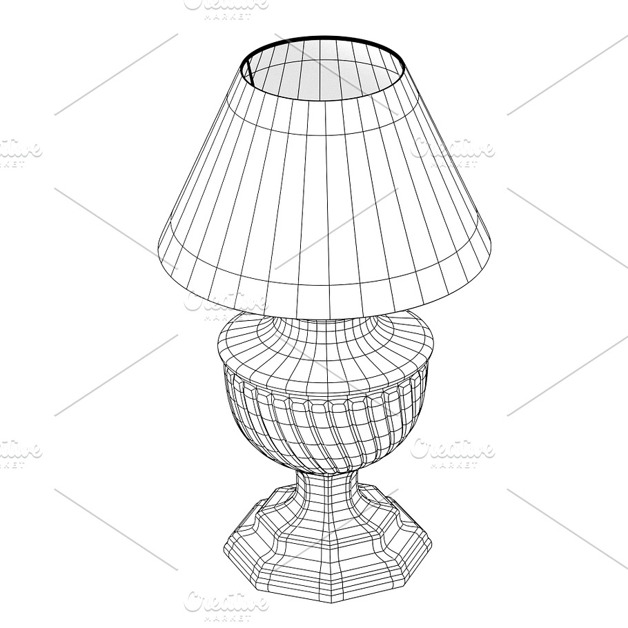 Old-style lamp with beige lampshade in Appliances - product preview 10