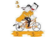 Happy Couple Enjoy Cycling